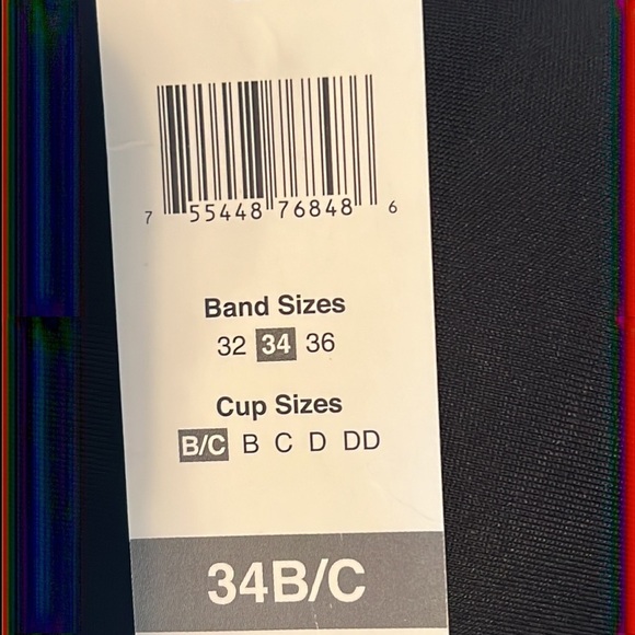 NWT SunDazed 34B/C Bikini Top Black Maya V Wire Bra SizedUnderwire Swimsuit - Picture 11 of 11